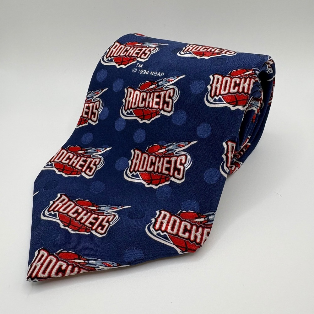 Vintage Houston Rockets 1994 Neck Tie NBAP AOP Tie Made‎ in the USA by RM Sport